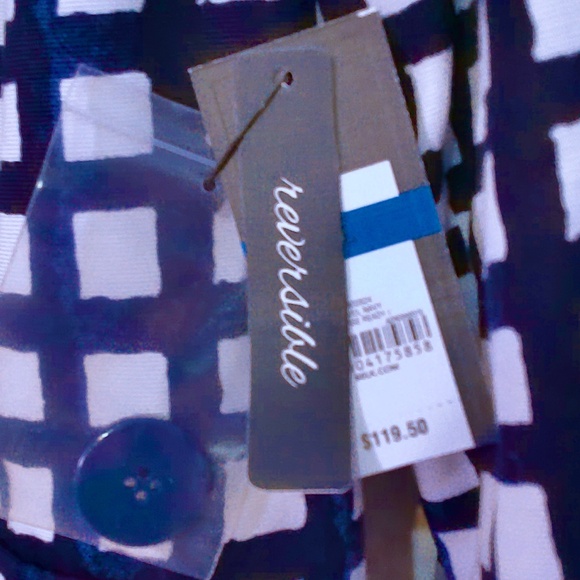 NWT Crown & Ivy Novel Navy Reversible Rain Jacket, 2 Pockets, Button Down SizeXL - Picture 9 of 10